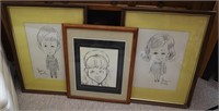 3pc Framed Charactures