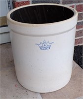 Antique 4 Gal Blue Crown Crock