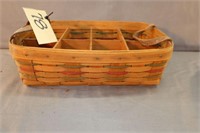 Longaberger Basket- Green/Red Stripe, 8 sections