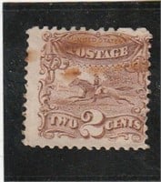 Scott # 113 US Postage Stamp 1869 G grill