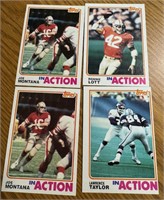 1982 Topps NFL "In-Action" Montana, Lott+ Taylor
