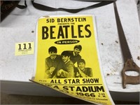 1966 Beatles cardboard poster at Shea