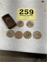 Various wooden nickels