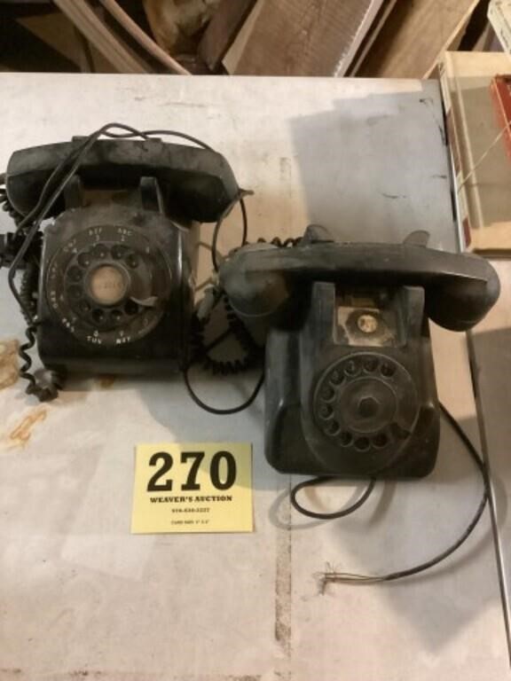 Two rotary dial telephones