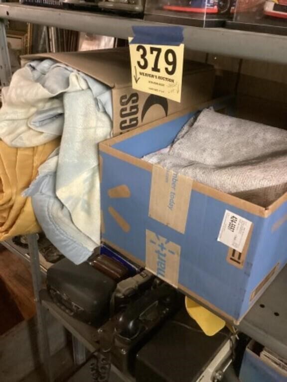 Shelf lot two boxes of linens