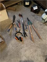 Bucket of yard tools