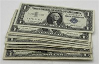 (YZ) 10 Blue $1 Silver Certificates Bills times