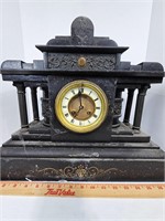 Ornate Mantle Clock Beautiful Solid Heavy