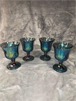4 Carnival Glass Harvest Goblets Indiana Glass