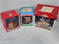 3 Lighted Christmas Village Houses