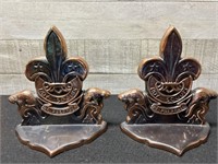Vintage Scouting Bookends Heavy Metal 5" X 5.5"