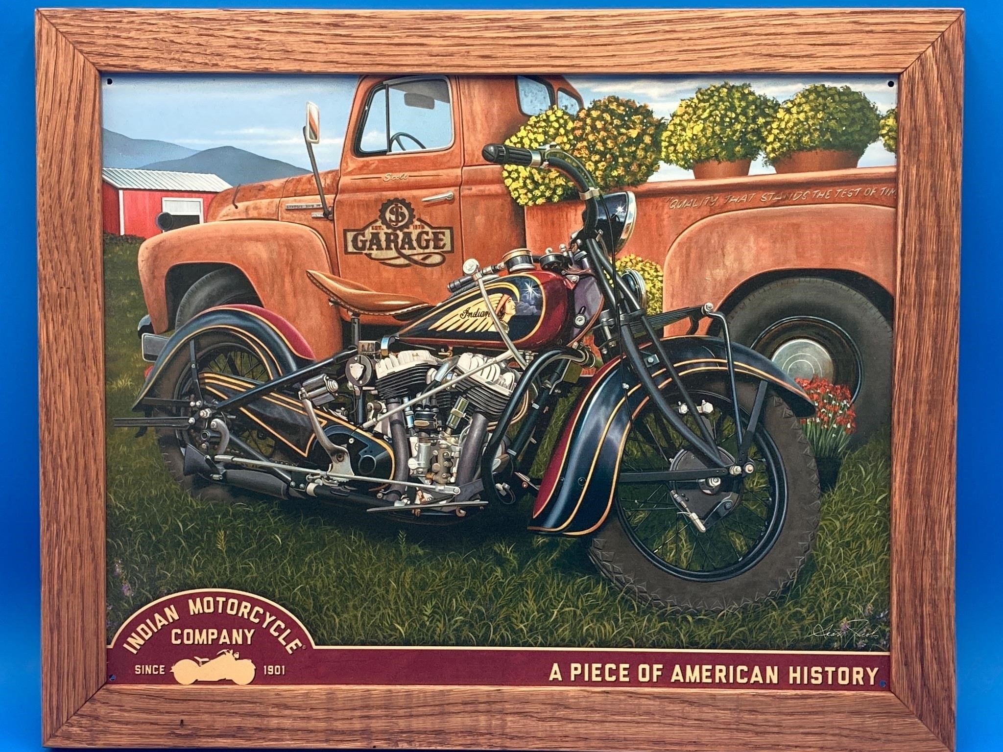 Framed 12x16” Indian Motorcycle Sign