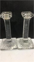 Pair of Vintage Etched Candleholders K8D