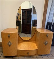 Birdseye Maple Art Deco-Style Vanity