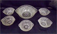 Vintage Clear Pressed Glass Bowl & serving dishes