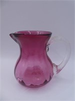 Cranberry Creamer With Applied Handle 4" H