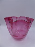 Cranberry Handkerchief Vase 4.25" H