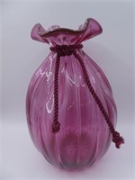 Cranberry Art Glass Vase 8.75" H