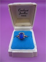 10 K Yellow Gold Blue Gemstone Ring Size 7,