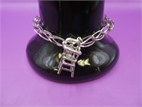 Marked Sterling Bracelet With High Chair Charm