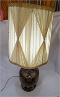 36" Tall - Brown Smokey Glass Body Metal Base Lamp