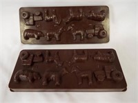 (2) Plastic Molds - Toy Tractor & Farm Animals