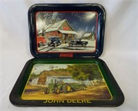 Coca-Cola & John Deere Metal Serving Trays OR