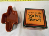 Terra Cotta Salsa Bowl with Pepper Motif & Cactus