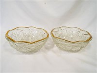 (2) Vintage Crystal Bowls Cut Design w/Gold Trim