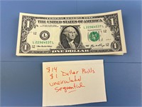 14X 1$ UNCIRCULATED SEQUENTIAL US DILLAR BILLS