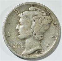 1931-S MERCURY DIME VF