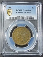 1852 BRAIDED HAIR CENT PCGS GENUINE