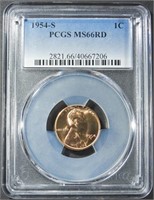 1954-S WHEAT CENT PCGS MS-66 RD