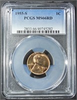 1955-S WHEAT CENT PCGS MS-66 RD