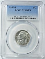 1942-S JEFFERSON NICKEL PCGS MS-64 FS