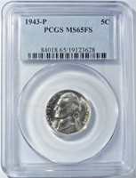 1943-P JEFFERSON NICKEL PCGS MS-65 FS