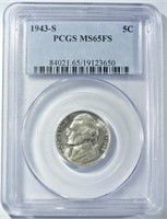 1943-S JEFFERSON NICKEL PCGS MS-65 FS