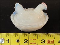 Milkglass Hen on Nest