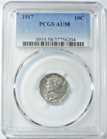 1917 MERCURY DIME PCGS AU-58