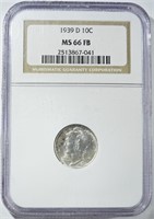 1939-D MERCURY DIME NGC MS-66 FB