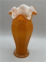 Fenton?? Orange & White 8” Vase-Hard to see in