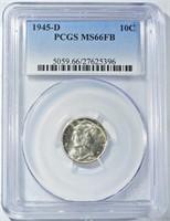 1945-D MERCURY DIME PCGS MS-66 FB