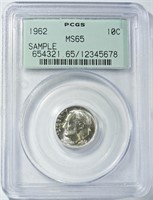 1962 ROOSEVELT DIME PCGS MS-65