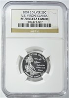 2009-S SILVER VIRGIN ISL. 25C NGC PF70UC