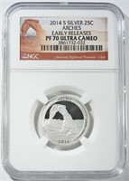 2014-S SILVER ATB QUARTER NGC PF-70 UC