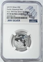 2019-S SILVER PACIFIC HST 25C NGC PF70UC