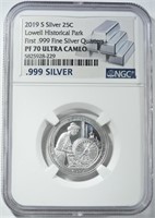 2019-S SILVER LOWELL 25C NGC PF-70 UC