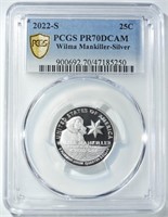 2022-S SILVER WILMA 25C PCGS PR-70 DCAM