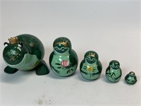 Hand painted Frog Prince Nesting Dolls