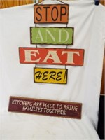 Metal 4 Tier 'Stop And Eat Here' Wall Hanging Sign